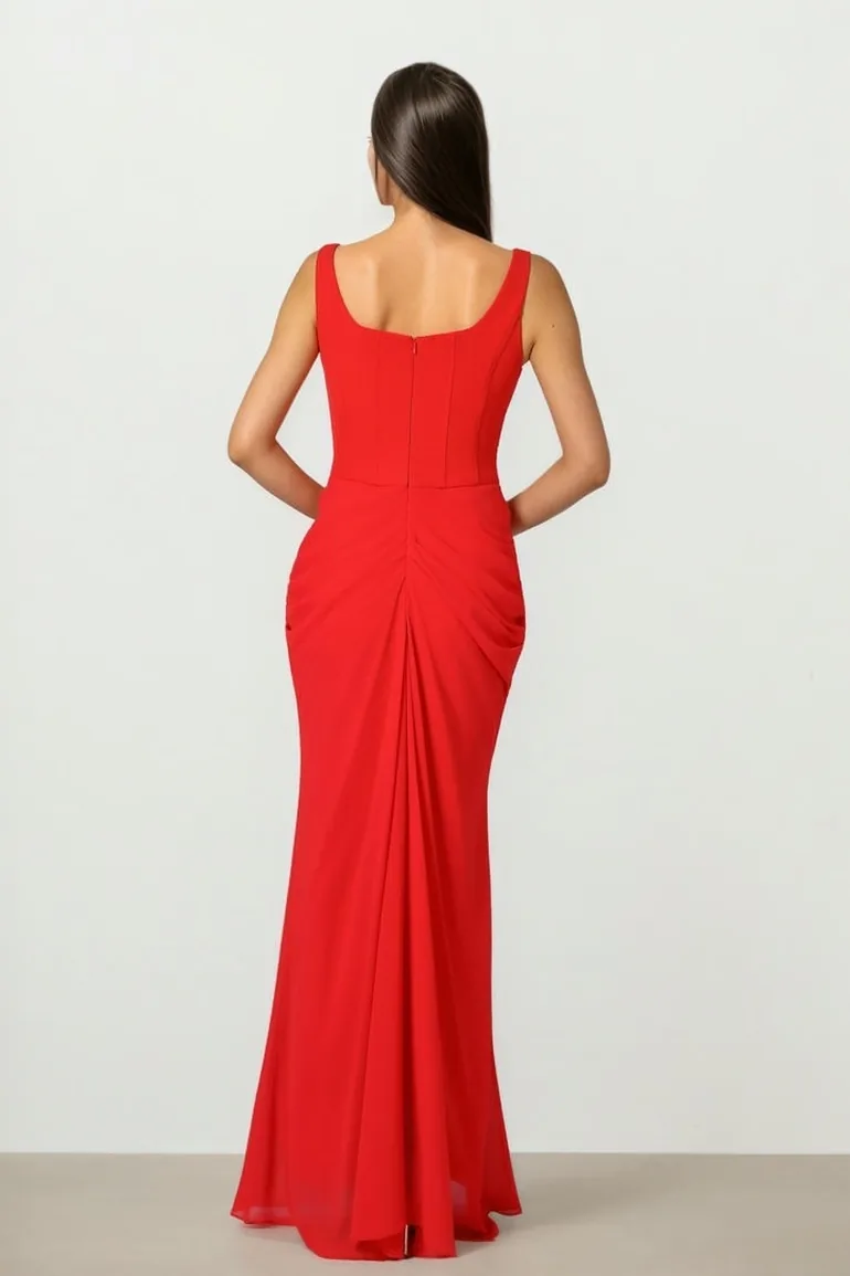 فستان فيمي9 أحمر ماكسي بقصة مستقيمة - 4