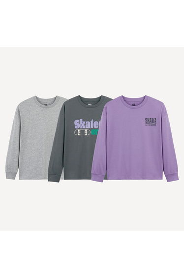Pack of 3 T-Shirts with Long Sleeves