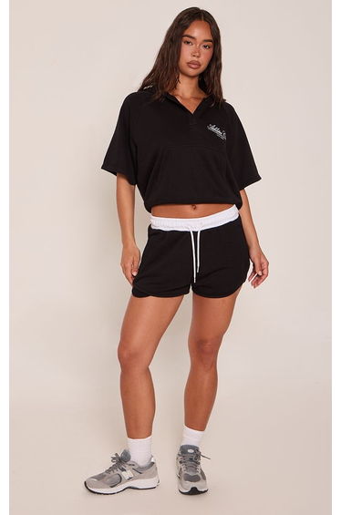 Black Contrast Waistband Sweat Shorts