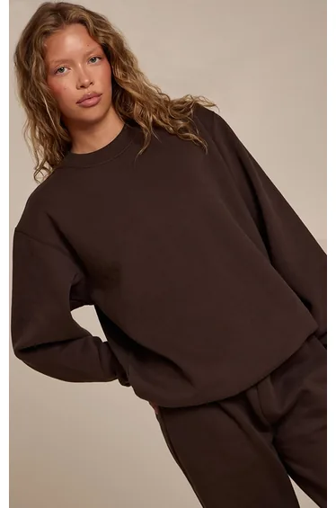 Espresso Cotton Fleece Pullover Sweatshirt