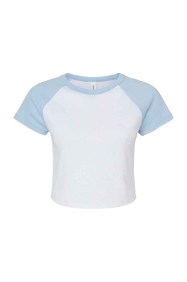 Bella + Canvas Womens/Ladies Raglan Crop T-Shirt - White/Baby Blue
