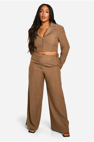 Plus Seam Detail Wide Leg Tailored Trouse