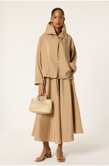 GATHERED WAIST CUPRA JACKET