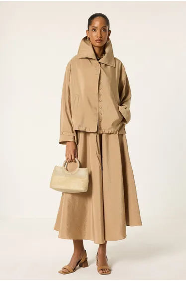 GATHERED WAIST CUPRA JACKET
