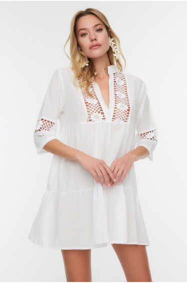White A-Line Mini Skater Dress