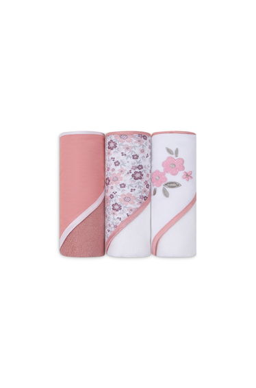 Pack of 3 - Floral Print Soft Hooded Towel