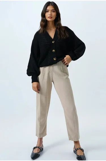 كارديغان تريند ألاكاتي ستايل أسود محبوك بأكمام طويلة