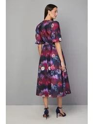 فستان ميدي تويل بحزام بطبعة أزهار - 2