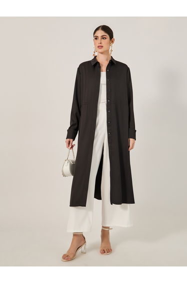 Regular Fit Midi Kimono with Tie-Up Detail