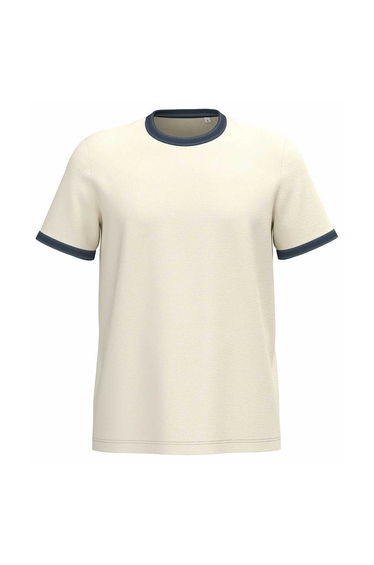 Native Spirit Mens Ringer T-Shirt - Ivory/Washed Navy