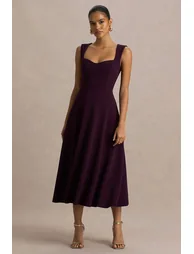 فستان ميدي بياقة سويتهارت - أحمر - 3