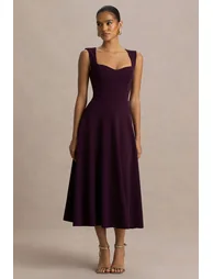 فستان ميدي بياقة سويتهارت - أحمر - 4