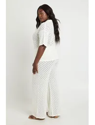 Plus Knitted Beach Trouser - ivory - 1