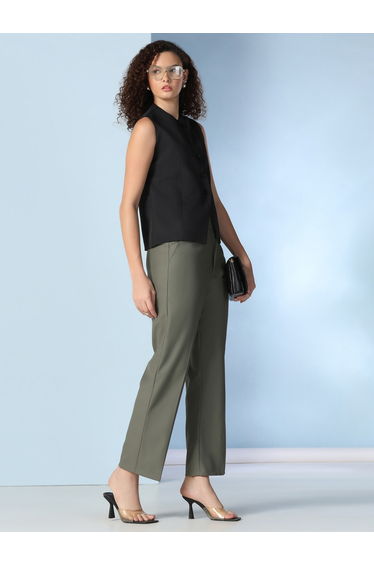 Olive Green Wide Leg Trousers
