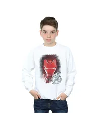 Marvel Boys Avengers Endgame Iron Man Brushed Sweatshirt - White