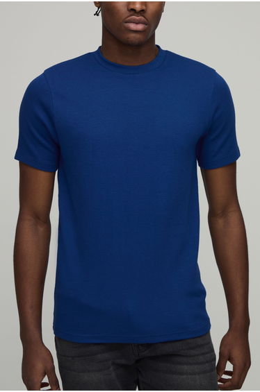 Slim Fit Waffle T-Shirt - navy