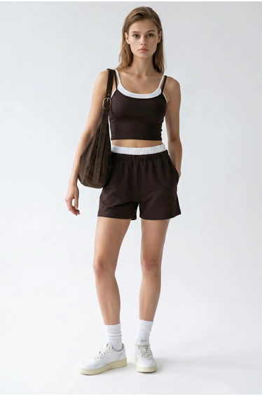 MIXRAY Two-Piece Crop T-Shirt And Shorts Set