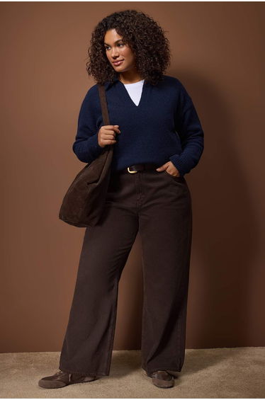 Navy blue polo neck soft touch knitwear sweater