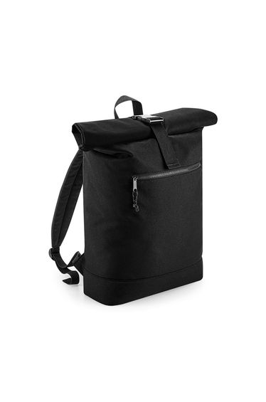 BagBase Unisex Recycled Roll-Top Backpack - Black