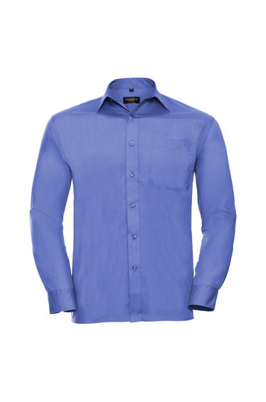 Russell Collection Mens Long Sleeve Shirt - Corporate Blue