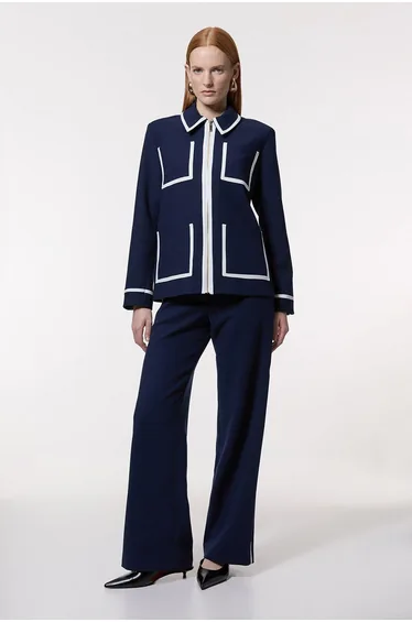 Compact Stretch Tipped Pocketed Tailored Jacket