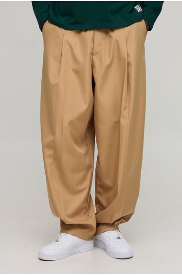 Tall Pleat Front Balloon Fit Trousers - stone
