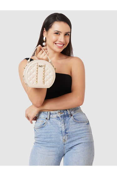 Nude Embellished Crossbody Bag
