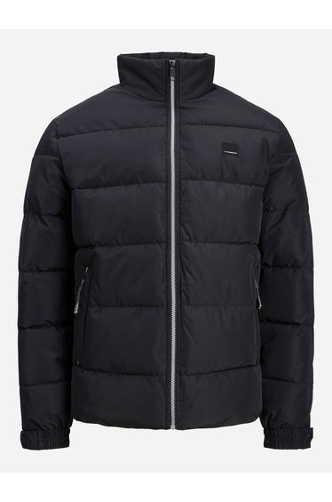 Black High Neck Zip-Up Puffer Jacket