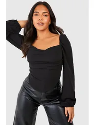 Plus Corset Detail Draped Top