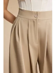 Wide Leg Pleated Trousers - 1