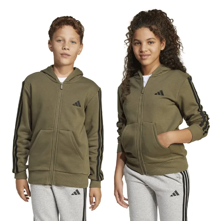Boy's adidas Junior Essentials Full-Zip Hoodie in Green - 6