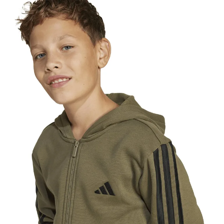Boy's adidas Junior Essentials Full-Zip Hoodie in Green - 3
