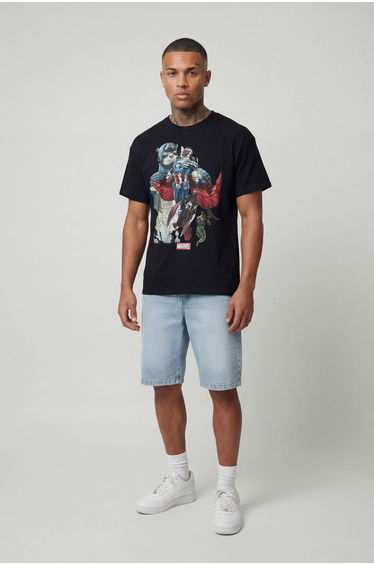 Oversized Marvel License Print T-Shirt - black