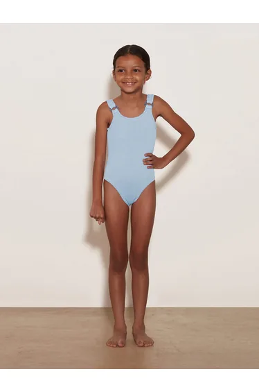 HUNZA G Girls Domino Swimsuit in Blue