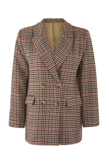 Limited Edition Brown Houndstooth Patterned Blazer Jacket