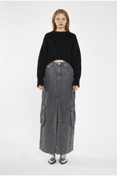 Denim Maxi Skirt - Grey Wash