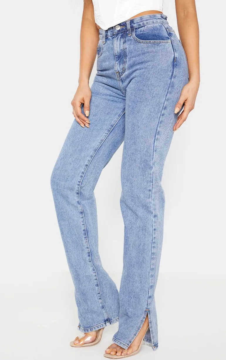 Tall Mid Wash  Split Hem Jeans - 1