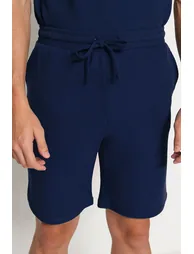 Men's Navy Blue Regular Fit Textured Knitted Pajama Set - 9
