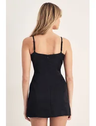 Satin Panelled Diamante Strappy Mini Dress - 3