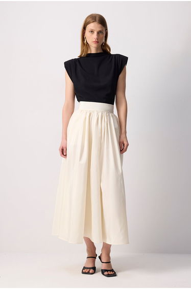 TAFFETA SKIRT WITH PLEATED WAIST