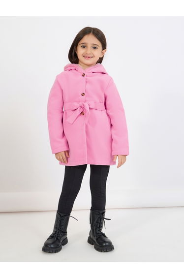 Light Weight Fuzzy Trim Hooded Coat