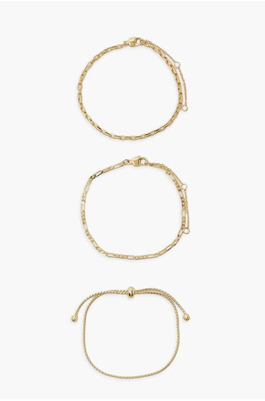 Real Gold Plated 3 Pack Bracelet Set - gold