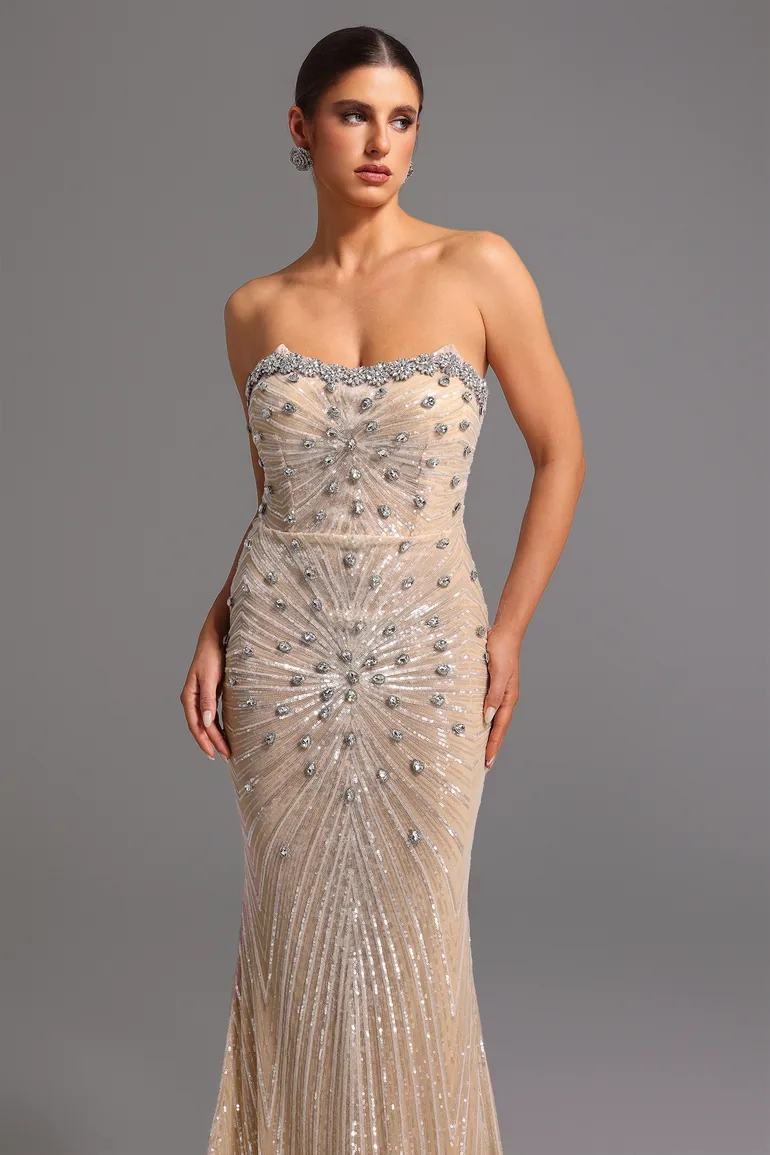 Kori Strapless Diamond Sequins Maxi Dress - 2