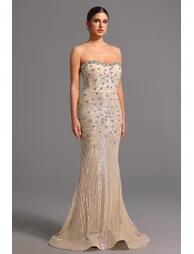 Kori Strapless Diamond Sequins Maxi Dress - 3