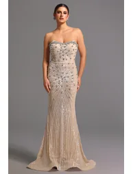 Kori Strapless Diamond Sequins Maxi Dress