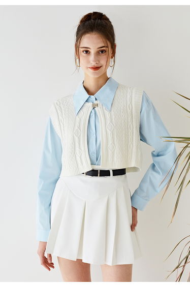 Endearing Braid Texture Vest in White