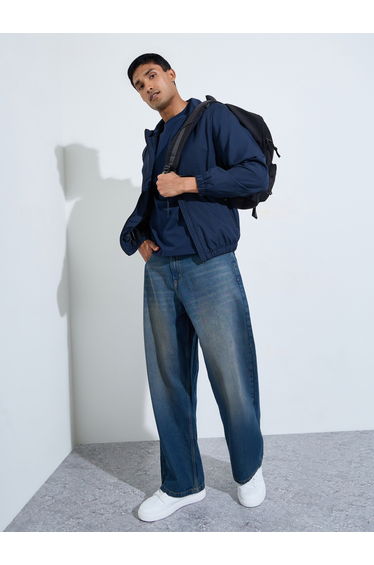 Fully Lined Elasticated Hem detail Windbreaker Jacket