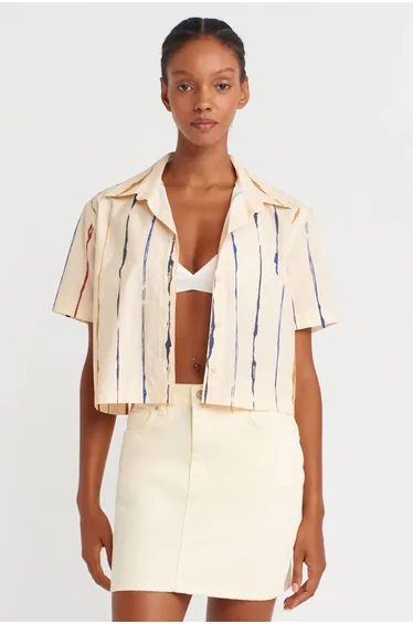 Dilvin Women’s Striped Crop Shirt