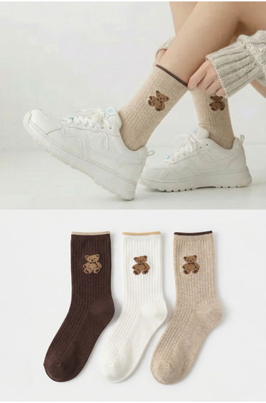 Brown-Beige 3-Pack Animal Jacquard Knit Socks