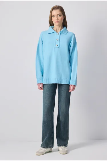 SHIRT COLLAR KNIT SWEATER